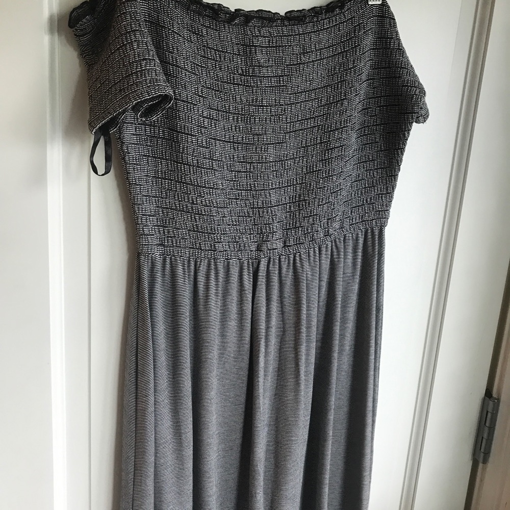 Stripes off shoulder mini dress